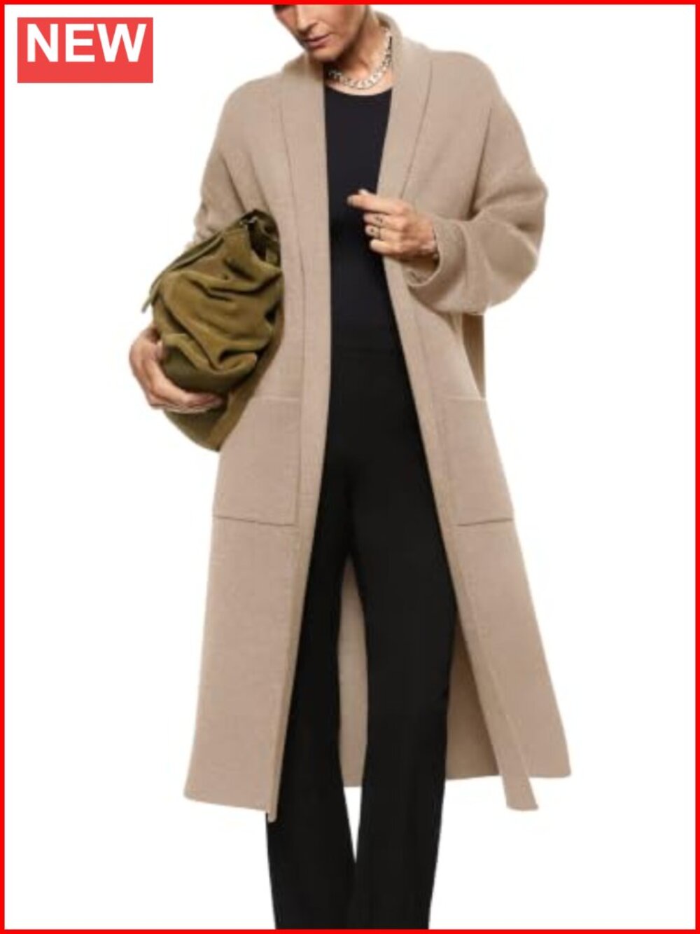 Oversized Long Cardigan Sweater Women Open Front Chunky Knit Coat